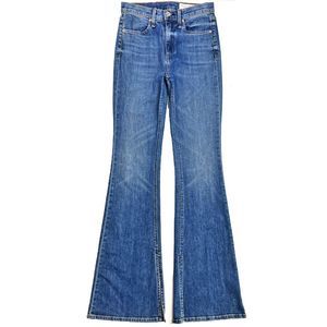 Rag & Bone Bella High Rise Boot Cut Flare Jean Slit Hem Ambra Medium Blue 24